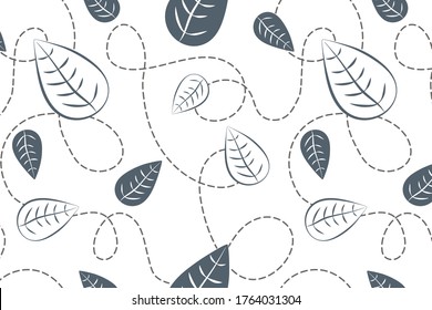 Monochrome leaves vector seamless pattern. Nice hand drawn botanical illustration for fabric, textile, wallpaper, calendar, banner, cover.