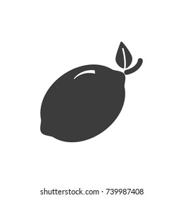 Monochrome lemon icon on white background