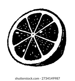 Monochrome Lemon Slice Ilustração Vetor