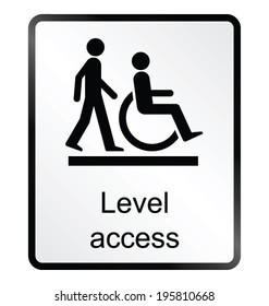 Monochrome level access public information sign isolated on white background