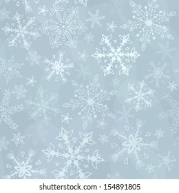 Monochrome light seamless snowflakes