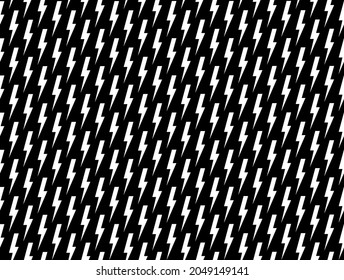 Monochrome lightning vector seamless pattern illustration. White thunderbolts texture for print on black background