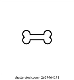 Monochrome line art of a classic dog bone shape with a central shaft and rounded ends. Centered and isolated on a white background.