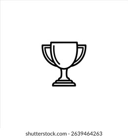 Monochrome line art of a classic trophy cup with a chalice shape, handles, and base. Centered and isolated on a white background.