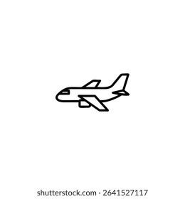A monochrome line art icon of a cargo plane silhouette, showing fuselage, wings, and tail assembly. Isolated on a white background.
