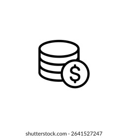 A monochrome line art icon for compensation salary, represented by a stack of three or four abstract flat circular discs. Isolated on a white background.