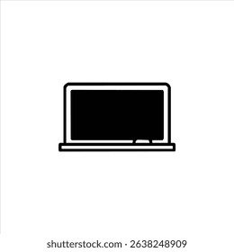 A monochrome line art icon of a framed chalkboard with a chalk ledge. A symbol of classroom teaching and education. Isolated on a white background.