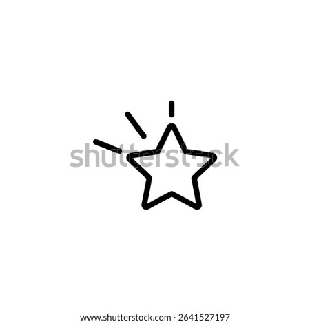 A monochrome line art icon for influencer marketing, a five-pointed star with short lines radiating from three points. Isolated on a white background.