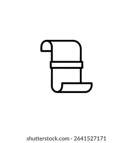 A monochrome line art icon for a policy document, represented by a simple rolled scroll outline tied with a single band. Isolated on a white background.