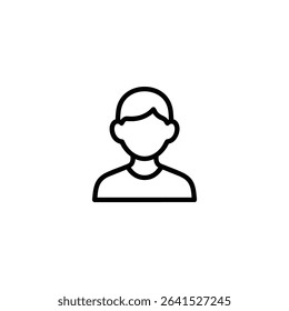 A monochrome line art icon representing a customer persona, a simplified abstract human head and shoulders silhouette. Isolated on a white background.