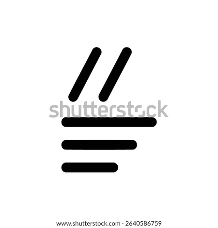 Monochrome line art icon representing a code comment with slashes and lines of text, for programming and documentation.
