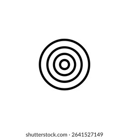 A monochrome line art icon of a target or bullseye, consisting of three concentric circles of decreasing size. Isolated on a white background.