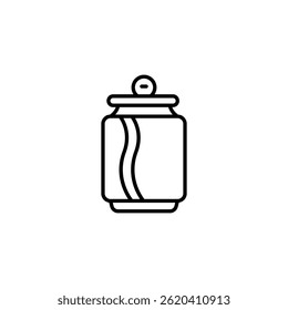 Ilustração de arte de linha monocromática de um frasco de armazenamento selado para a preservação de alimentos