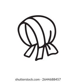 Ilustração de arte de linha monocromática de um capô vintage perfeito para reconstituições históricas ou projetos de design de moda