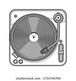 Monochrome line art musical turntable icon
