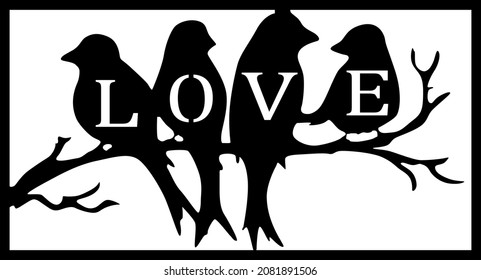 monochrome line art panno simple logo birds tree love