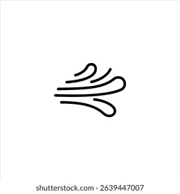 Monochrome line art representing wind with elegantly curved parallel lines suggesting airflow. Isolated on a white background.