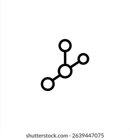 Monochrome line art of a simple abstract molecule structure, with atoms connected by bonds, representing chemistry. Isolated on a white background.