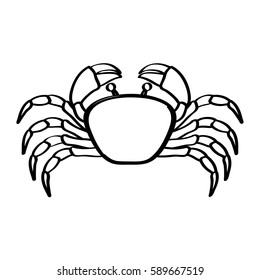 monochrome line contour with crab vector illustration