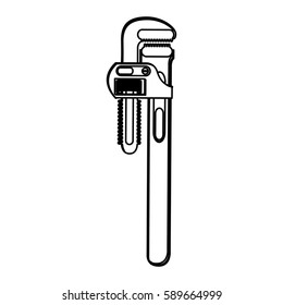 monochrome line contour of pipe wrench tool vector illustration