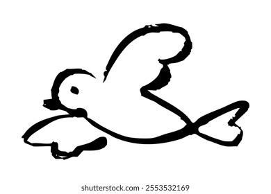 monochrome line drawing of bird