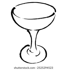 monochrome line drawing illustration of a glass with a touch of brush