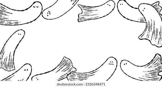 Monochrome line drawing, pen drawing - Ghost frame background
