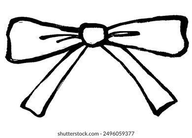 monochrome line drawing of ribbon with brush touch