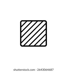 Monochrome line icon of a brushed metal texture, depicted by fine, parallel diagonal lines across a shape. Isolated on white background.