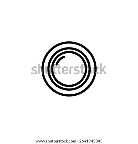 Monochrome line icon of a circular camera lens filter. Isolated on a white background.