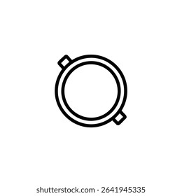 Monochrome line icon of a circular collapsible reflector disc for light manipulation. Isolated on a white background.