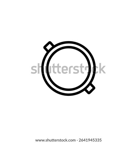 Monochrome line icon of a circular collapsible reflector disc for light manipulation. Isolated on a white background.
