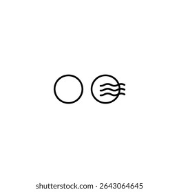 Monochrome line icon for clarity versus ambiguity, showing a solid, clear circular outline side-by-side with an identical circle partially obscured by wavy lines. Isolated on white background.