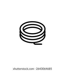 Monochrome line icon of a coil, shown as three or four concentric circular lines, representing coiled wire or rope. Isolated on white background.