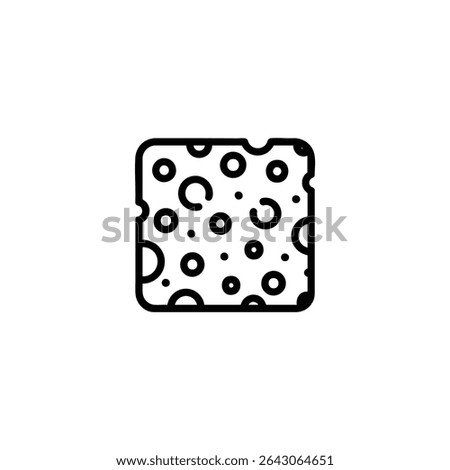 Monochrome line icon for foam, shown as a square area with multiple small, irregular circular outlines of varying sizes to suggest a porous texture. Isolated on white background.