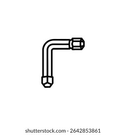 Ícone de linha monocromática de uma chave Allen em forma de L ou chave hexadecimal. Ilustração vetorial 2D plana com formas simples, contorno uniforme em negrito, design minimalista.