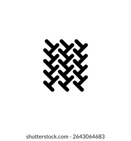 Monochrome line icon representing carbon fiber, depicted as a tight crisscross pattern of short, slightly curved diagonal lines forming a weave. Isolated on white background.