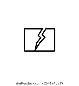Monochrome line icon representing a geological fault line with a crack or offset. Isolated on a white background.