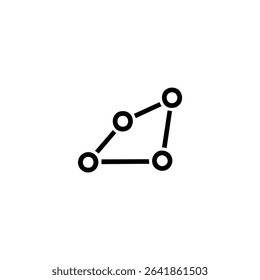 Monochrome line icon of a simple star constellation, showing circular stars connected by lines. Isolated vector graphic for astronomy or astrology themes.