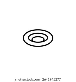 Monochrome line icon of a sinkhole depression in the ground. Isolated on a white background.