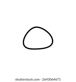 Monochrome line icon of a smooth stone pebble, shown as a simple, organically rounded, asymmetrical shape. Isolated on white background.