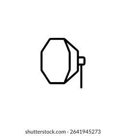 Monochrome line icon of a softbox light modifier for photography or videography. Isolated on a white background.