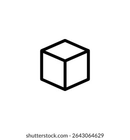 Monochrome line icon for strength or stability, depicted as a bold, solid-looking square or a slightly 3D-implied cube. Isolated on white background.