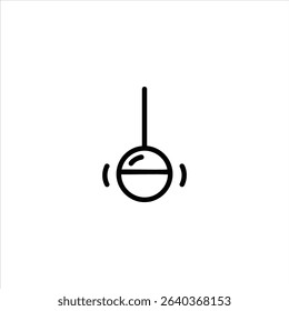 A monochrome line icon of a swinging clock pendulum, representing rhythm, mechanics, and the steady passage of time. Isolated on a white background.