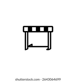 Monochrome line icon symbolizing a challenge or obstacle, shown as a simple, standard track and field hurdle silhouette. Isolated on white background.