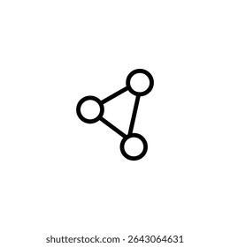 Monochrome line icon symbolizing connection or network, showing three or four simple circular nodes interconnected by straight lines. Isolated on white background.