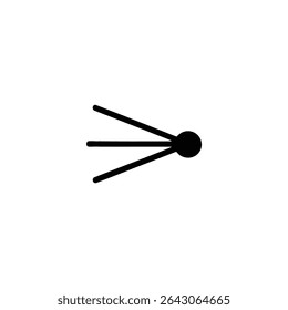 Monochrome line icon symbolizing focus or concentration, featuring three or four straight lines converging from a wider area to a single circular point. Isolated on white background.