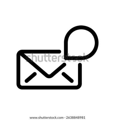 Monochrome Line Icon for an Unread Email or Incoming Mail Alert