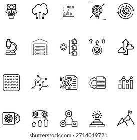 Monochrome Line Set Featuring Technology Science and Business Concepts