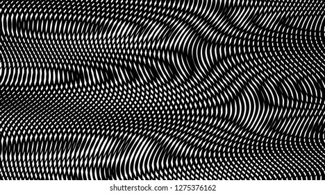 Monochrome linear abstract background with moire effect. Can be used as design of books, websites, accessories for phones and tablet. For title, image for blog. Vector illustration